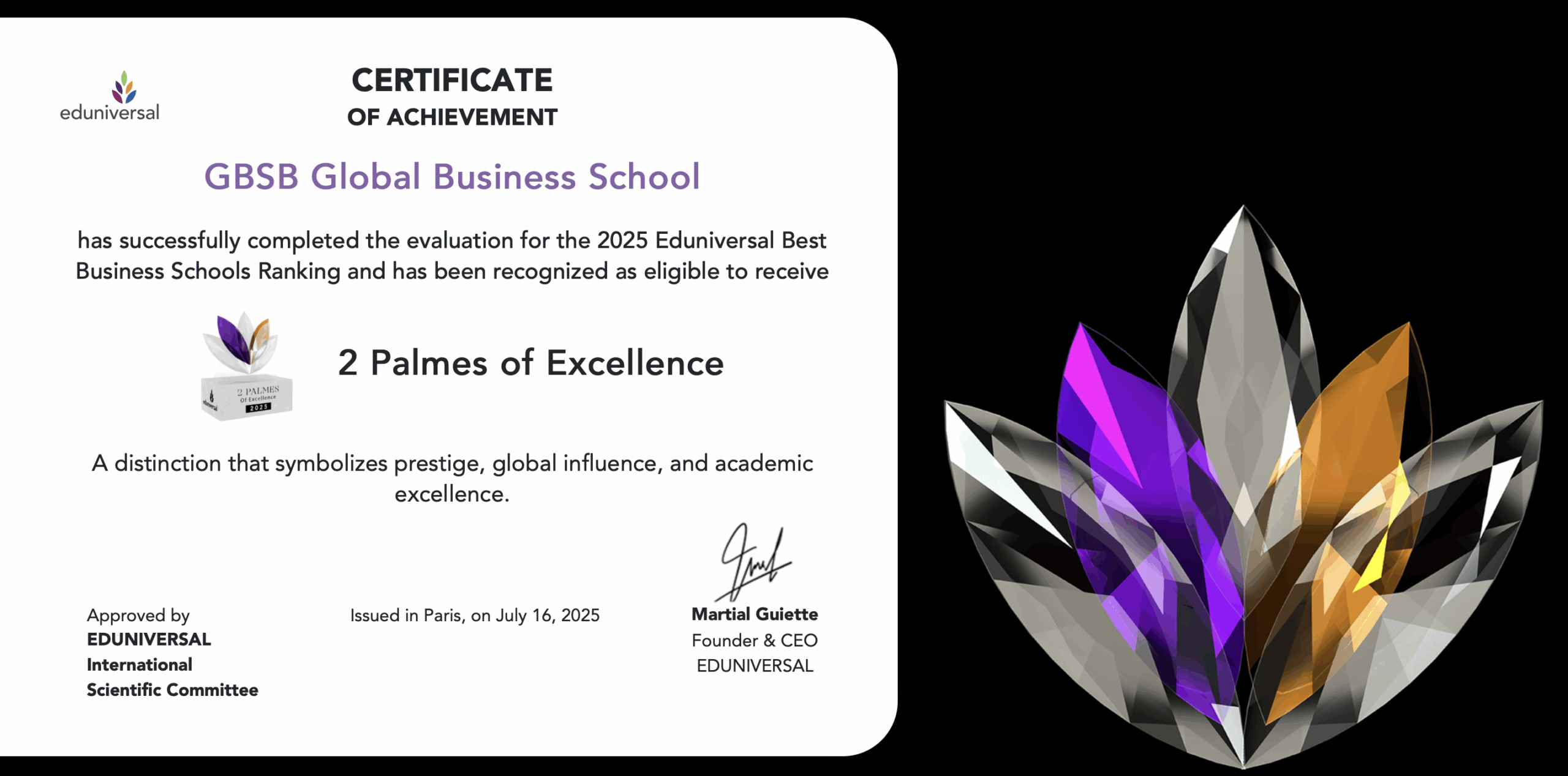 GBSB Global Recognized by Eduniversal as a Business School with Strong Regional Influence