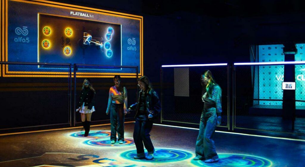 GBSB Global students experiencing immersive XR gaming activities at Alfa5 XR Sports in Barcelona.